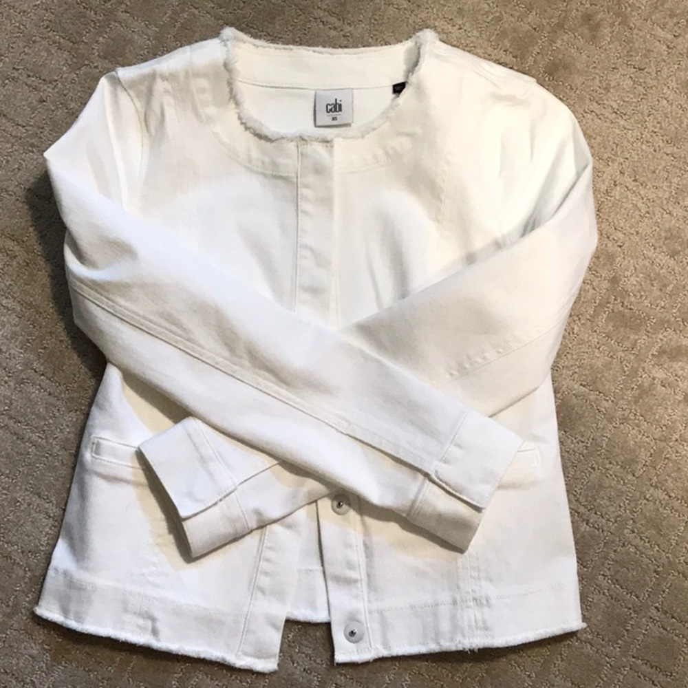CAbi White Jean Jacket